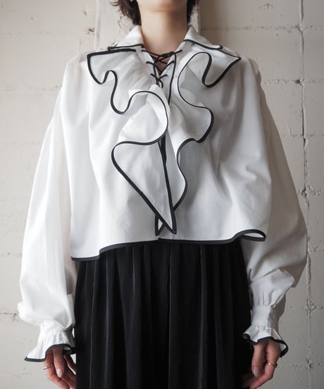 Lace Up Frill Collar Blouse WH