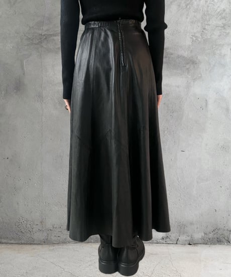 Flared Leather Skirt BK
