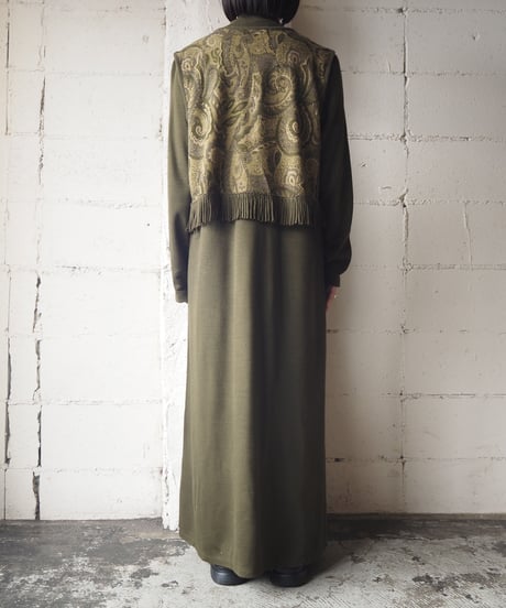 Layered Design Mock Neck Knit Dress KA