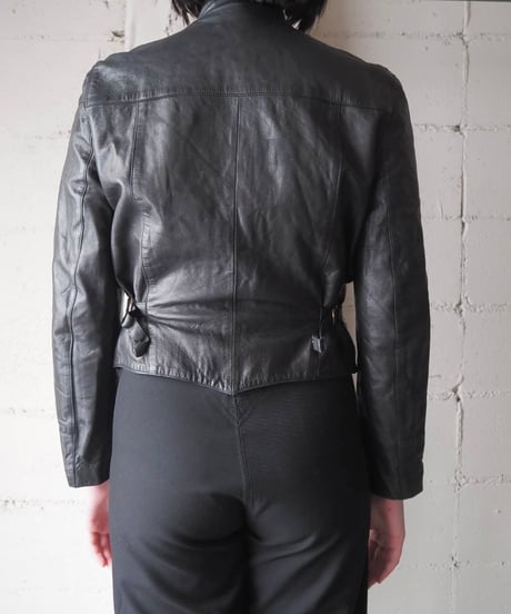 agnès b.  SPECIAL Double Breasted Leather Jacket BK