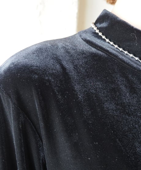 Mock Neck Velour Dress BK