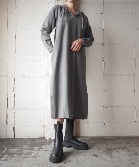 Side Slit Wool Hodie Dress GR
