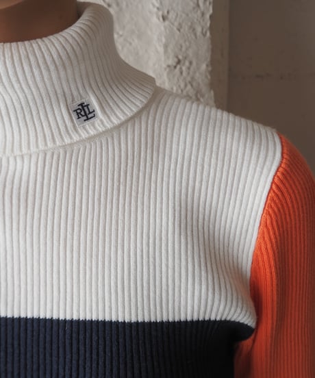 Ralph Lauren Tricolor Turtle Neck Rib Knit ORWHNV