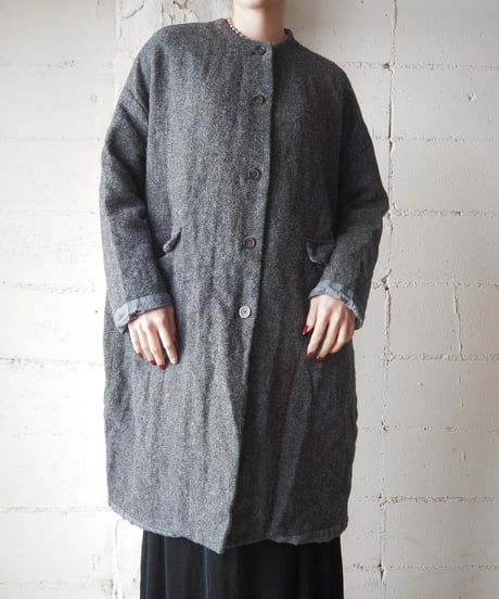 collarless Wool Coat GR