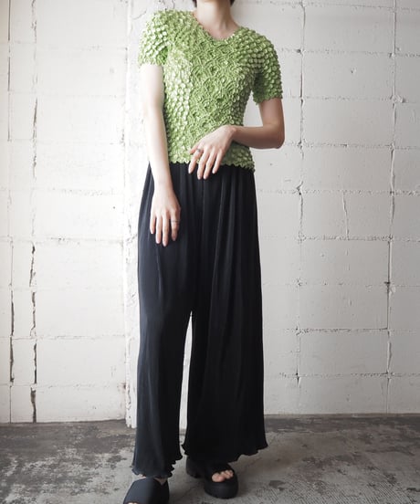 Pleated Wide Easy Pants BK