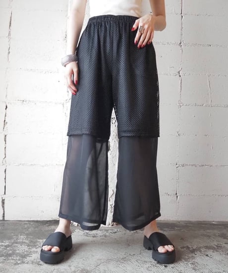 Mesh × Sheer Remake Pants BK