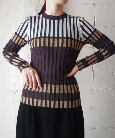 Tricolor Stripe Rib Knit BURWHBE