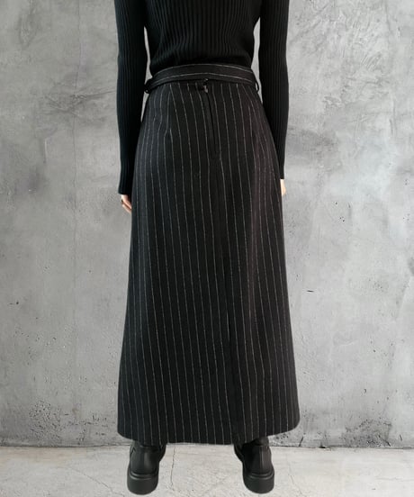 Stripe Wool A Line Skirt GRWH
