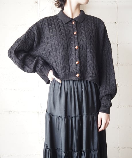 Wide Silhouette Collar Cardigan BK