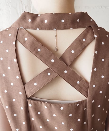 1980's Back Cross N/S Dot Dress BR