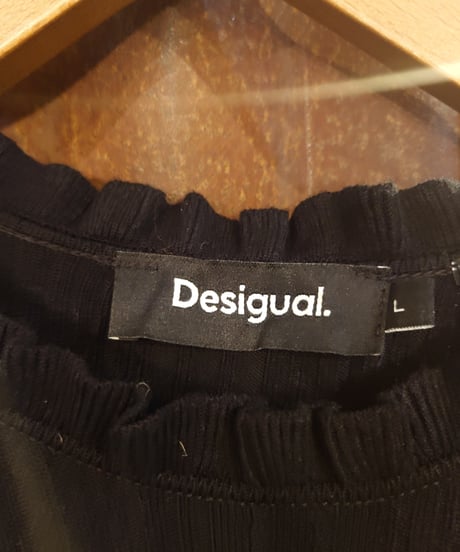 Desigual Frill Design Rib Knit Dress BK