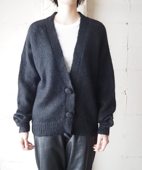 Big Button Mohair Knit Cardigan BK