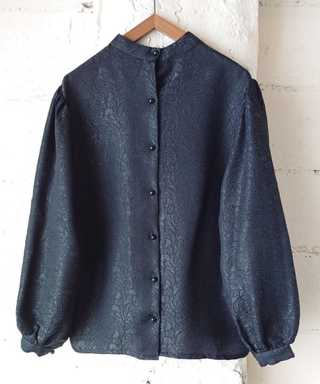 Embossed Paisley Stand Collar Blouse BK