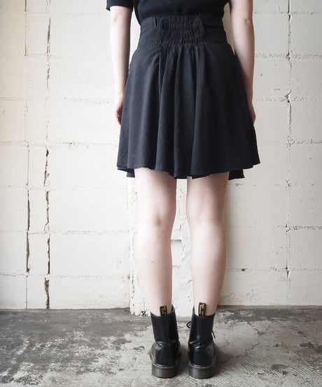 1980's Front Button Flared Mini Skirt BK