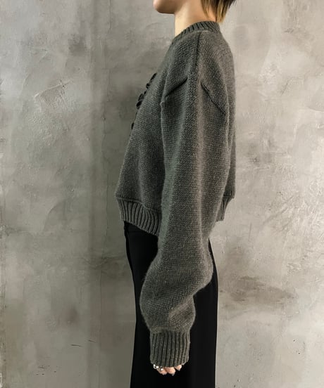 Remake Shoulder Fril Knit GR