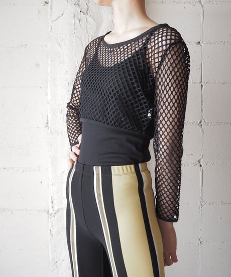 Long Sleeve Short Mesh Tee BK