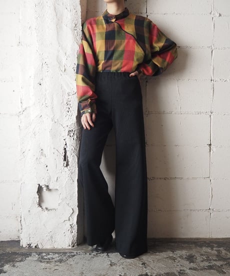 Zip Design Check Blouse BKRE