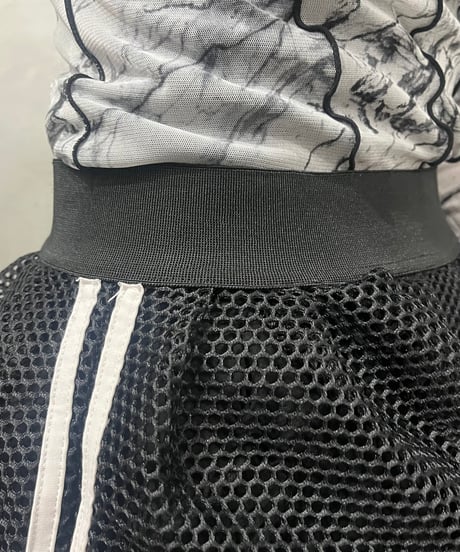 Side Line Mesh Mini Skirt BKWH