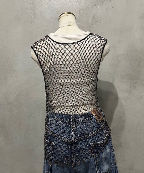 Colorful Beads×Crochet Vest BKREBL