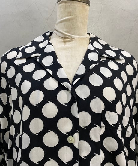 S/S Comma Dot Open Collar Shirt BKWH