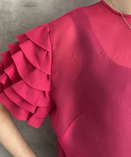 Frill Sleeve Short Sleeve Blouse PI