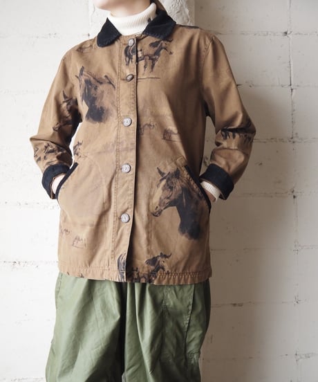 Horse Pattern Corduroy Collar Jacket BRBK