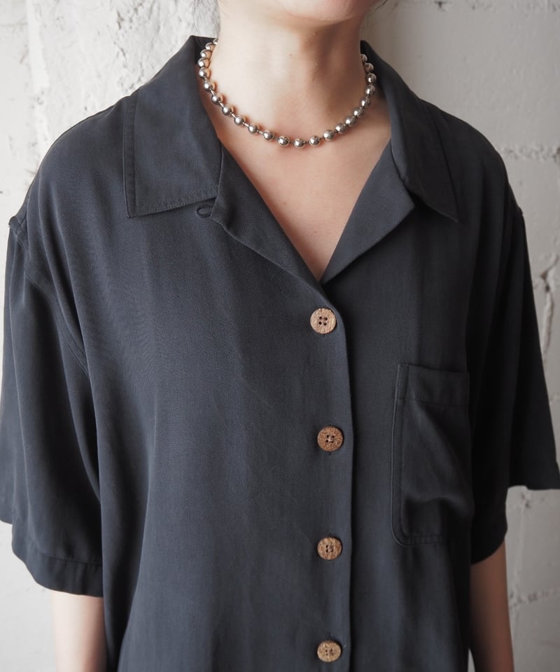 Open Collar Silk Cropped Shirt BK | Orfeo