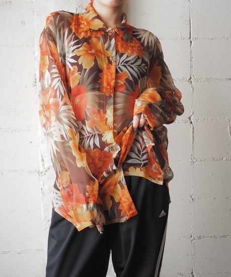 Botanical Pattern Sheer Shirt ORREWH
