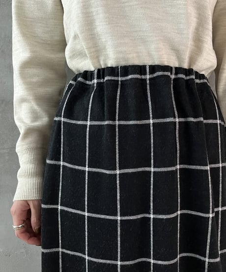 Check Pattern Hem Fringe Skirt BKWH