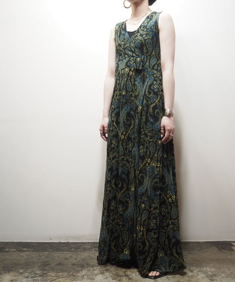 Paisley Mesh Sleeveless Dress GN BL