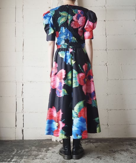 Flower Pattern Cachecoeur Dress BK