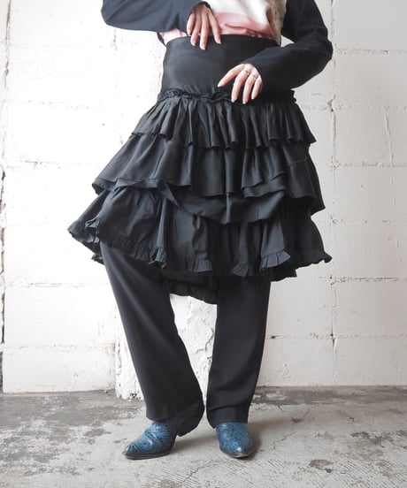 Satin Volume Tiered Skirt BK