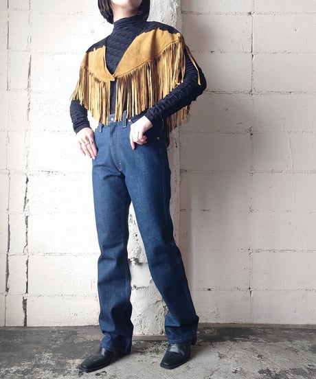 Bicolor Fringe Leather Cape CMBK