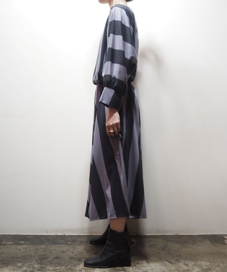 Dolman Sleeve Wide Stripe Dress BKGR