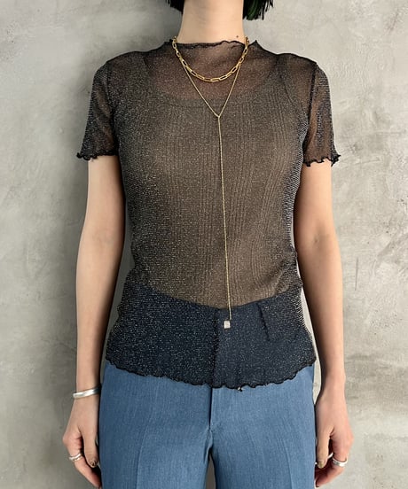 Lame See Through Frilled Tops BK
