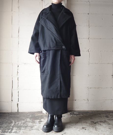 Double Collar Chester Coat BK