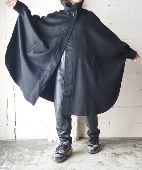 Stand Collar Cape Coat BK