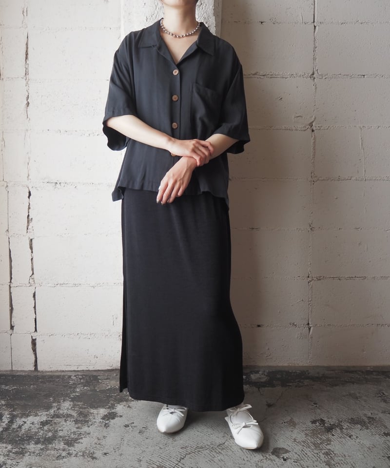 Open Collar Silk Cropped Shirt BK | Orfeo