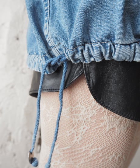 High Neck Design Denim Pullover BL