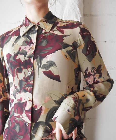 Botanical Pattern Sheer Shirt BEKABUR