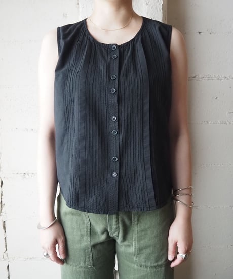 1960~70's Euro Sleeveless Blouse BK