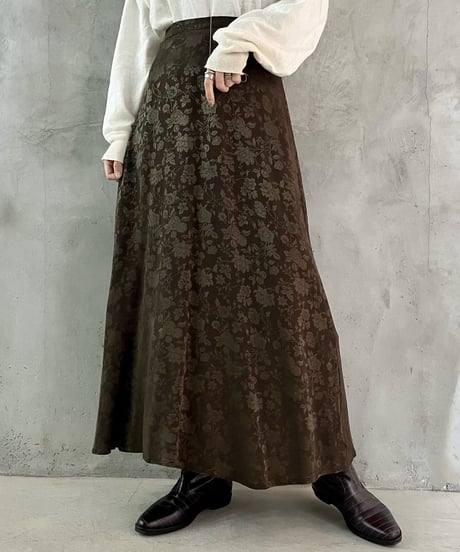 Flower Pattern Flared Skirt KABR