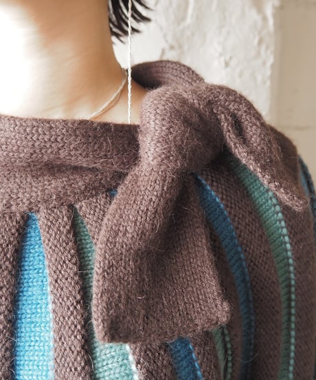 1980's cacharel Front Ribbon Stripe Knit BRLBLLGN