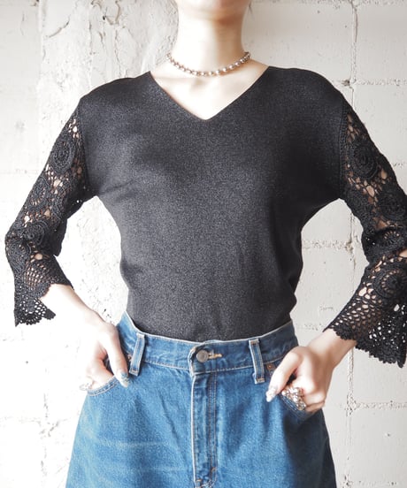 Crochet Sleeve Lame Knit BKSL