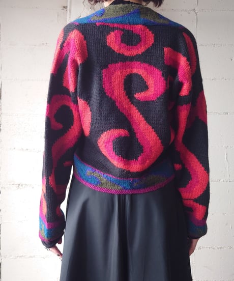 Pattern Short Cardigan BKOR
