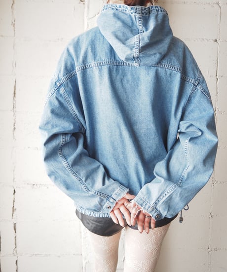 High Neck Design Denim Pullover BL