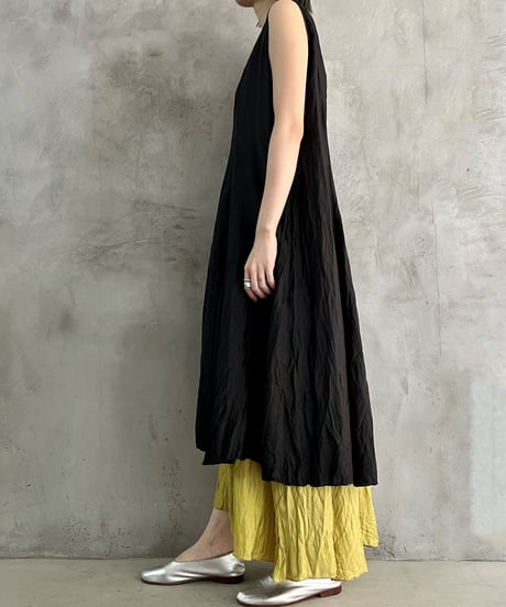Layered Design Bicolor Silk No Sleeve Dress BKYE