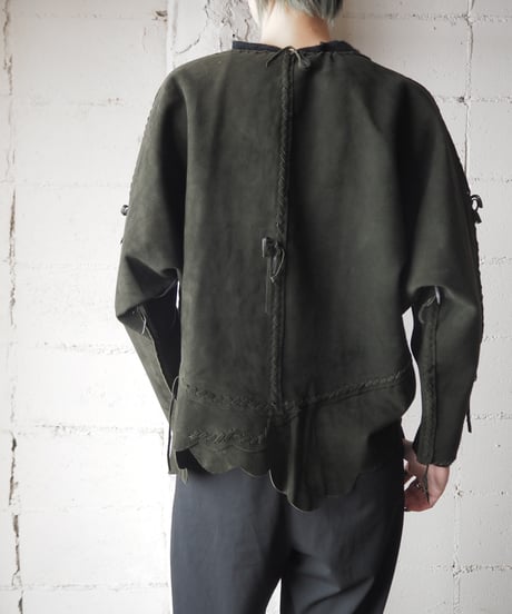 Scallop Cut Design Leather Jacket DGN
