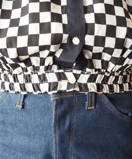 Checker Flag Pattern Blouse BKWH