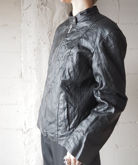 Leather Single Riders Jacket BK